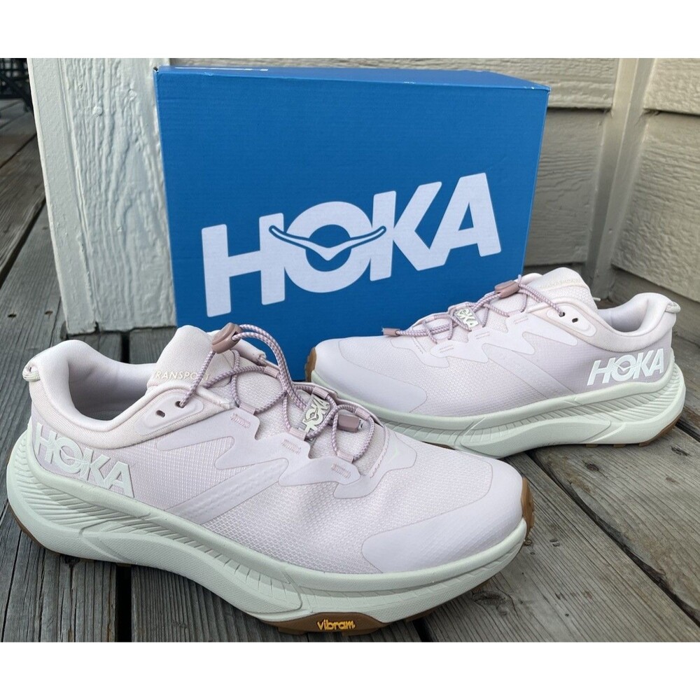 New! Hoka One One Transport Women's 10B Athletic Shoes Cosmic Pearl/Oat Milk